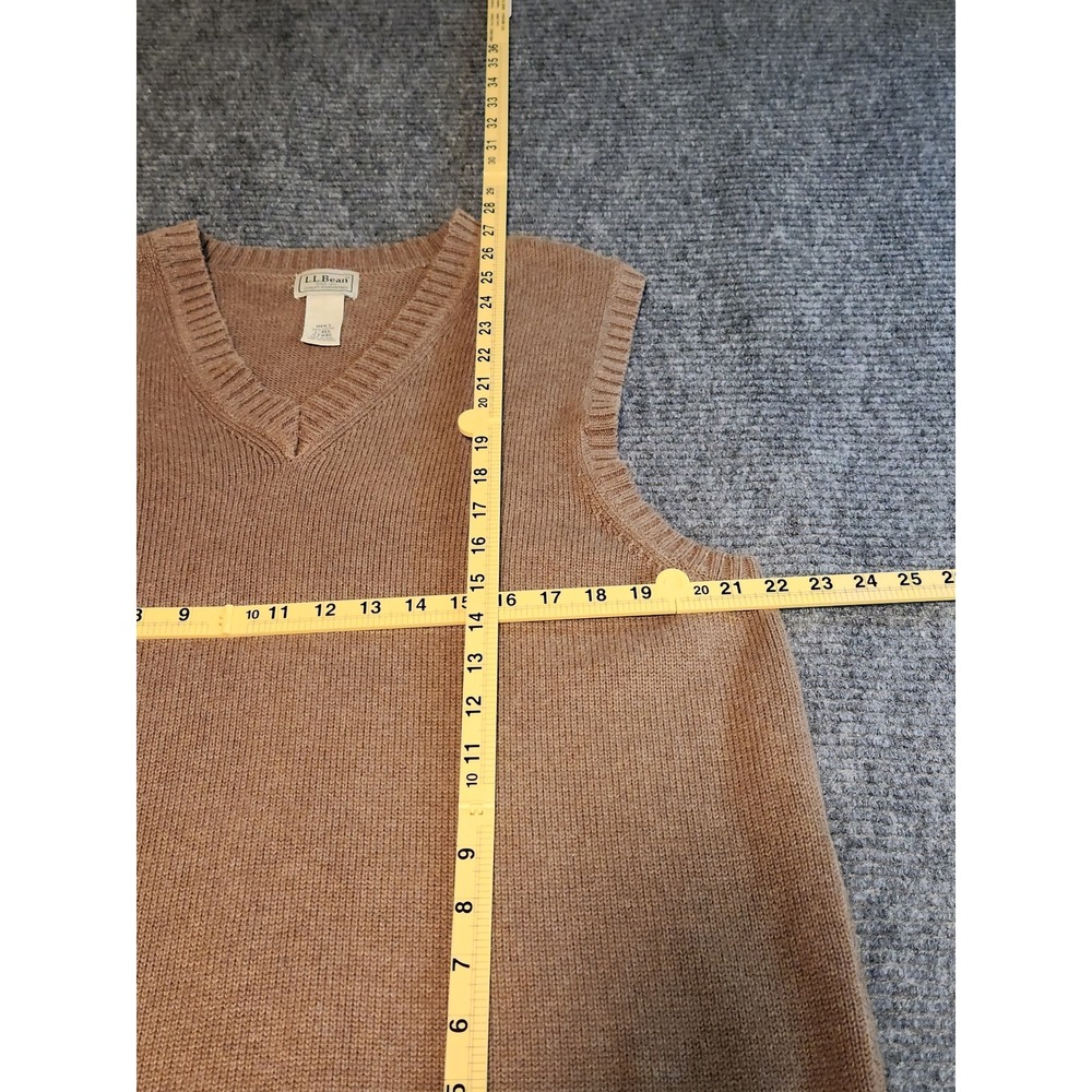 LL Bean Mens V-Neck Sweater Vest Tan Brown 100% Cotton Knit Large L-REG 0FW80 - Picture 4 of 6